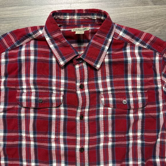L.L. Bean Men's Scotch Plaid Flannel Shirt - Red/Navy/White - Picture 2 of 5
